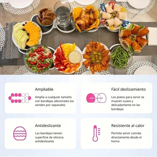 Bandeja Giratoria de 360° – Organizador de Mesa o Cocina, Ideal para Servir Comidas, Platos y Condimentos