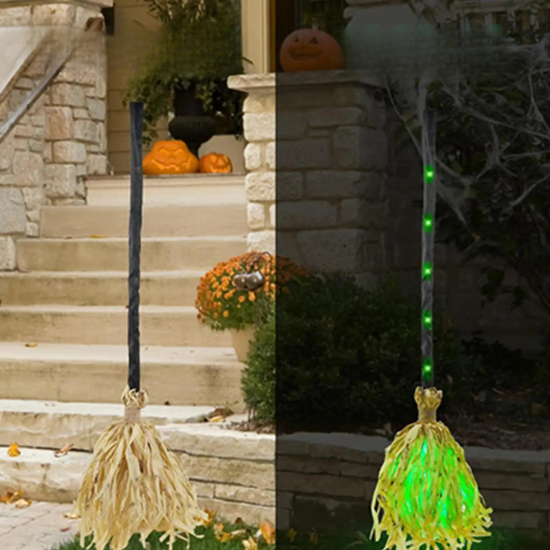 Escoba LED de Halloween – Luz RGB con efecto luz mágica para decoración y disfraces