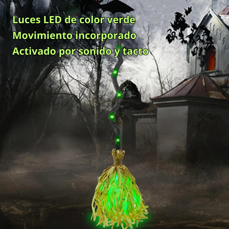 Escoba LED de Halloween – Luz RGB con efecto luz mágica para decoración y disfraces