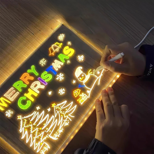 Tablero de Notas LED Personalizado – Pizarra Regrabable con Luz Cálida, Ideal para Niños, Escritorio o Regalo Creativo