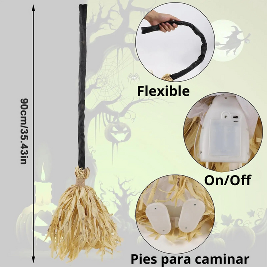 Escoba LED de Halloween – Luz RGB con efecto luz mágica para decoración y disfraces