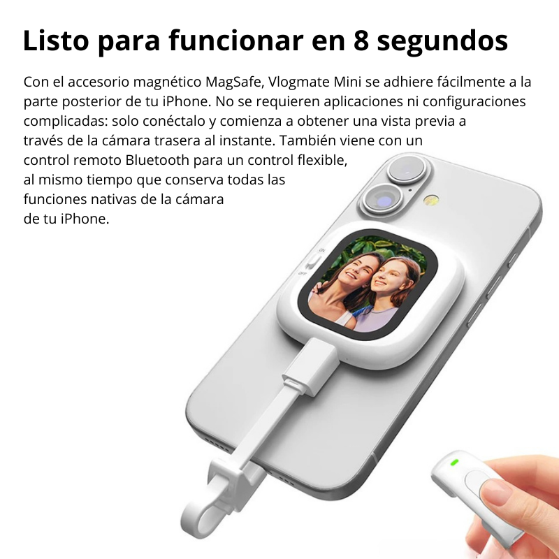Founist Zuno Mini AMOLED – Monitor Selfie Magnético con Pantalla 2.13″, 700 nits y Mando remoto para iPhone (Vlog y Selfies)