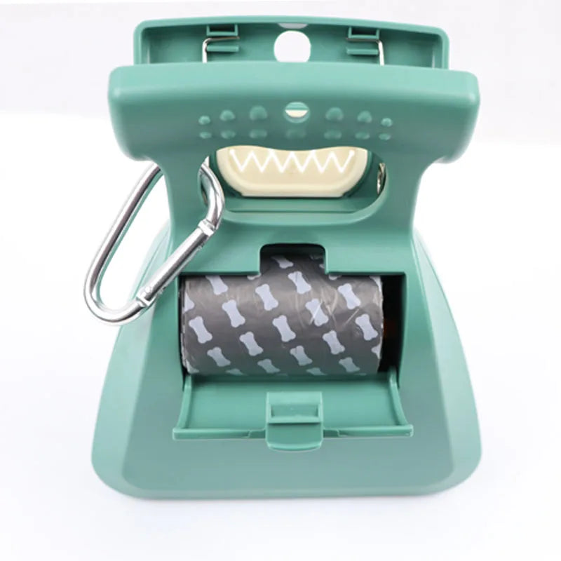 Recogedor y dispensador de bolsas para excrementos de perro, plegable