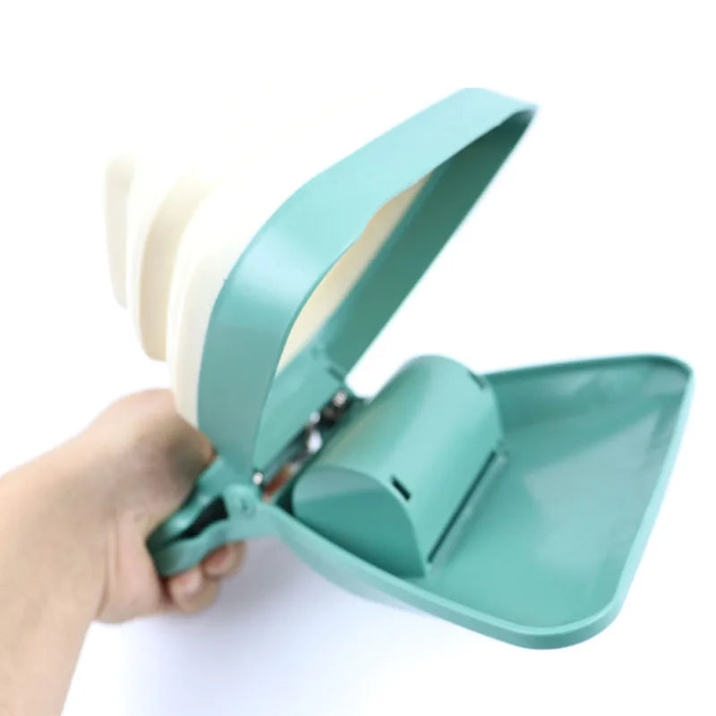 Recogedor y dispensador de bolsas para excrementos de perro, plegable