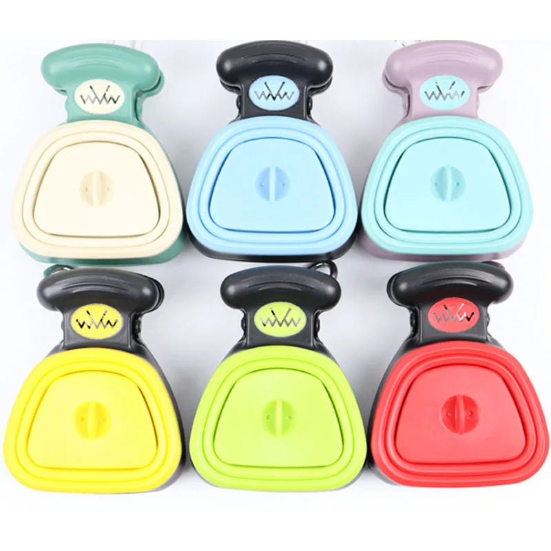 Recogedor y dispensador de bolsas para excrementos de perro, plegable
