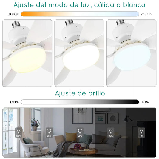 Ventilador de techo LED de 40 W, luz E27 con control remoto, 85-265 V