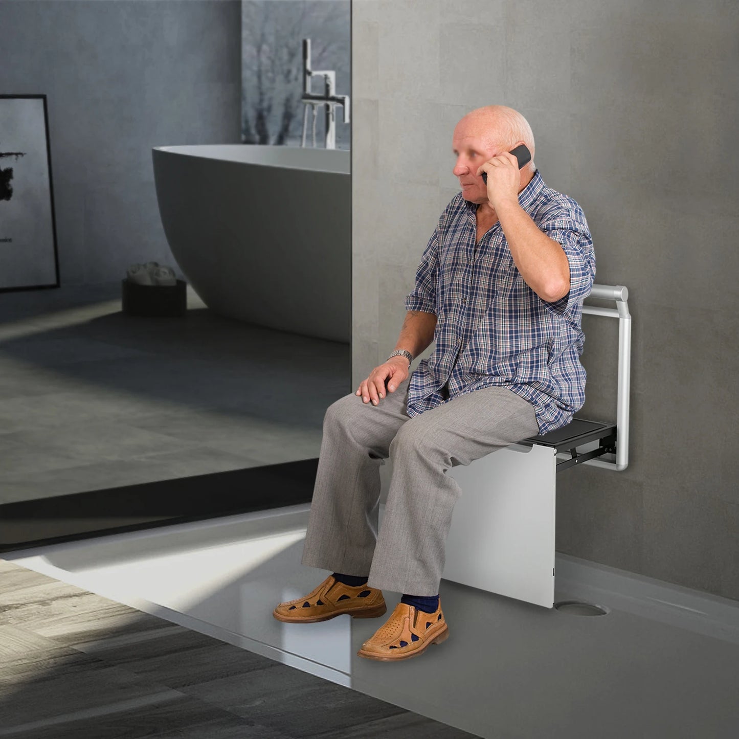 Asiento de ducha plegable 90º