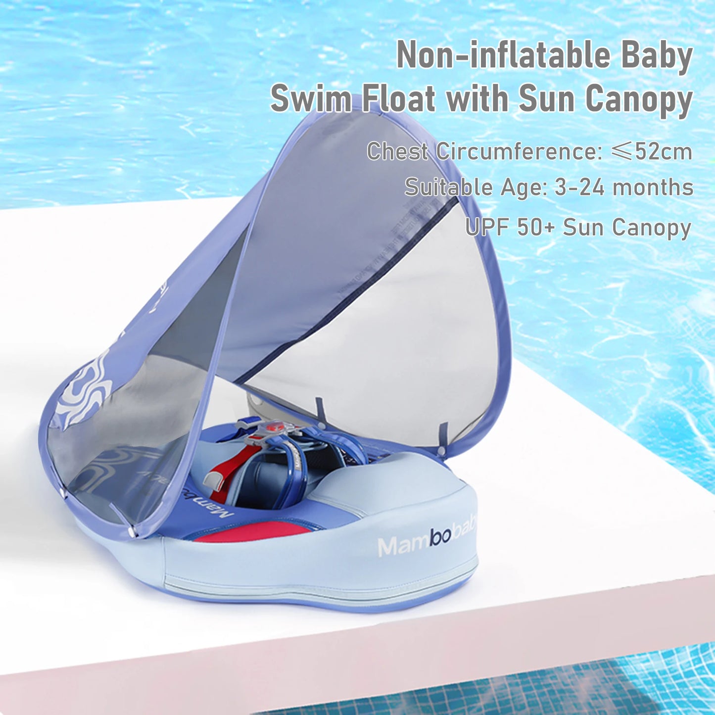 Flotador Mambobaby no inflable para bebé, con dosel, para la cintura y el pecho