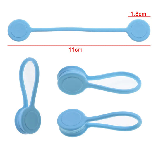 5 bridas magnéticas reutilizables para cables, bridas magnéticas de silicona