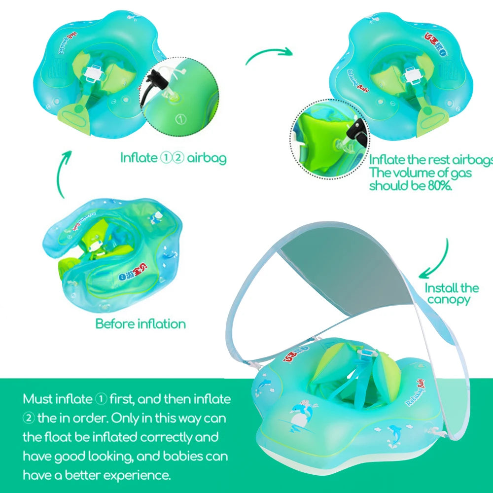 Flotador de natación inflable para bebé, flotador de cintura para el pecho
