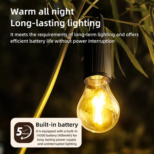 Bombillas LED de Camping Solares Recargables Impermeables con Gancho – Luz Portátil para Exterior y Emergencias