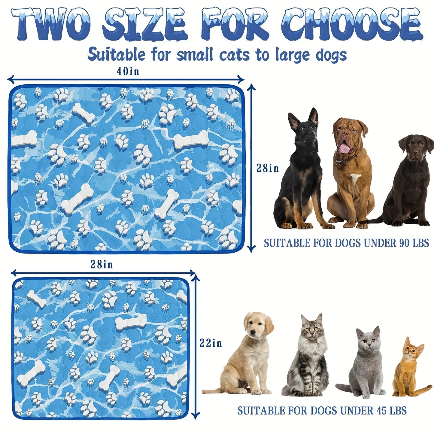 Almohadilla de hielo grande para mascotas de 77 x 100 cm