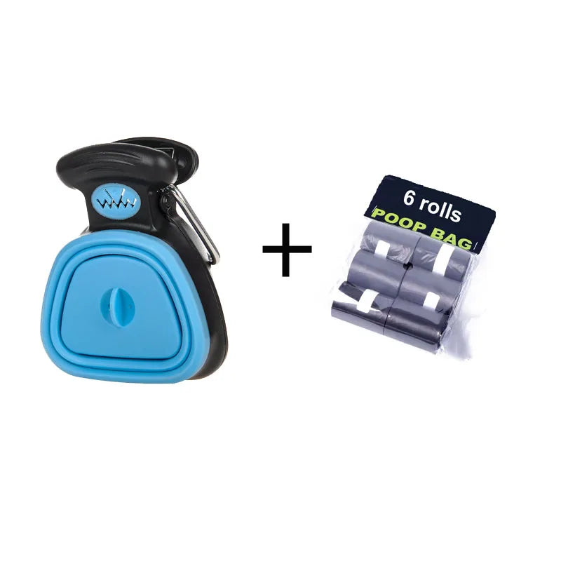 Recogedor y dispensador de bolsas para excrementos de perro, plegable