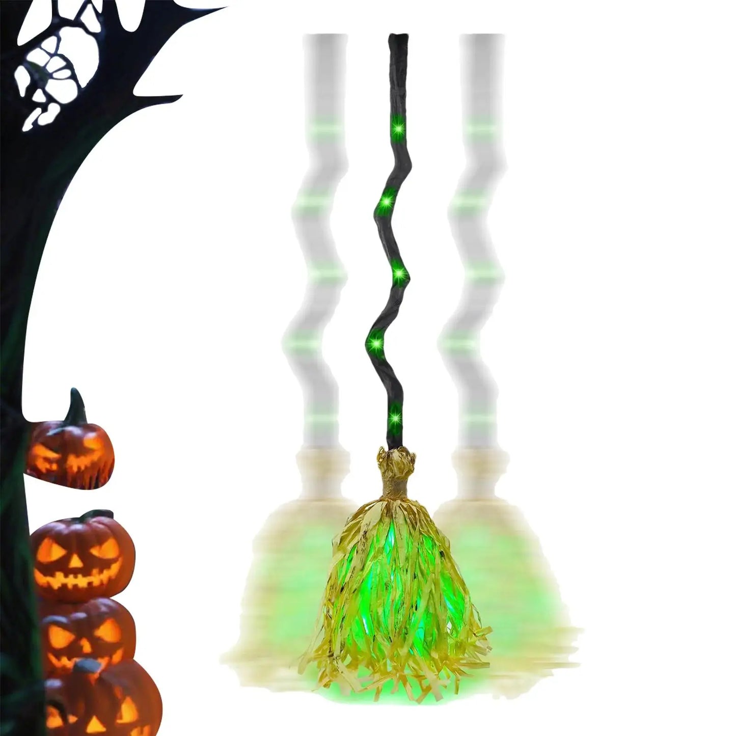 Escoba LED de Halloween – Luz RGB con efecto luz mágica para decoración y disfraces