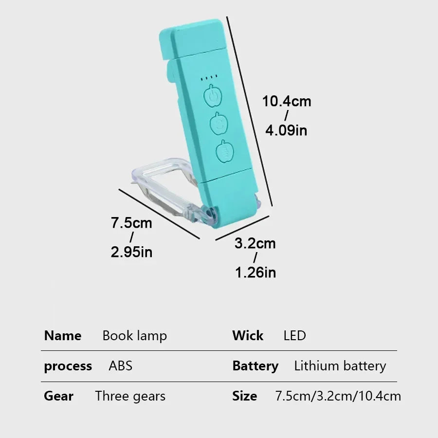 Luz de Lectura Recargable USB – Clip-On 3 modos de color (1800 K‑6000 K) y 5 niveles de brillo