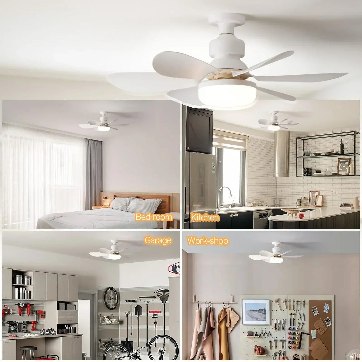 Ventilador de techo de 40 W, luz E27 con función de atenuación LED remota, 85-265 V
