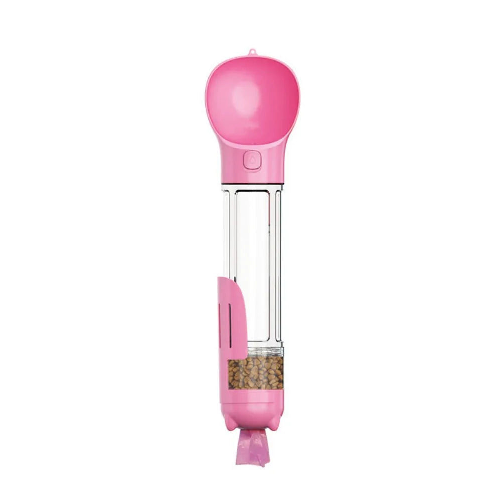 Dispensador 4 en 1 para perros y gatos – Botella de agua, comedero, y pala con bolsa integrada