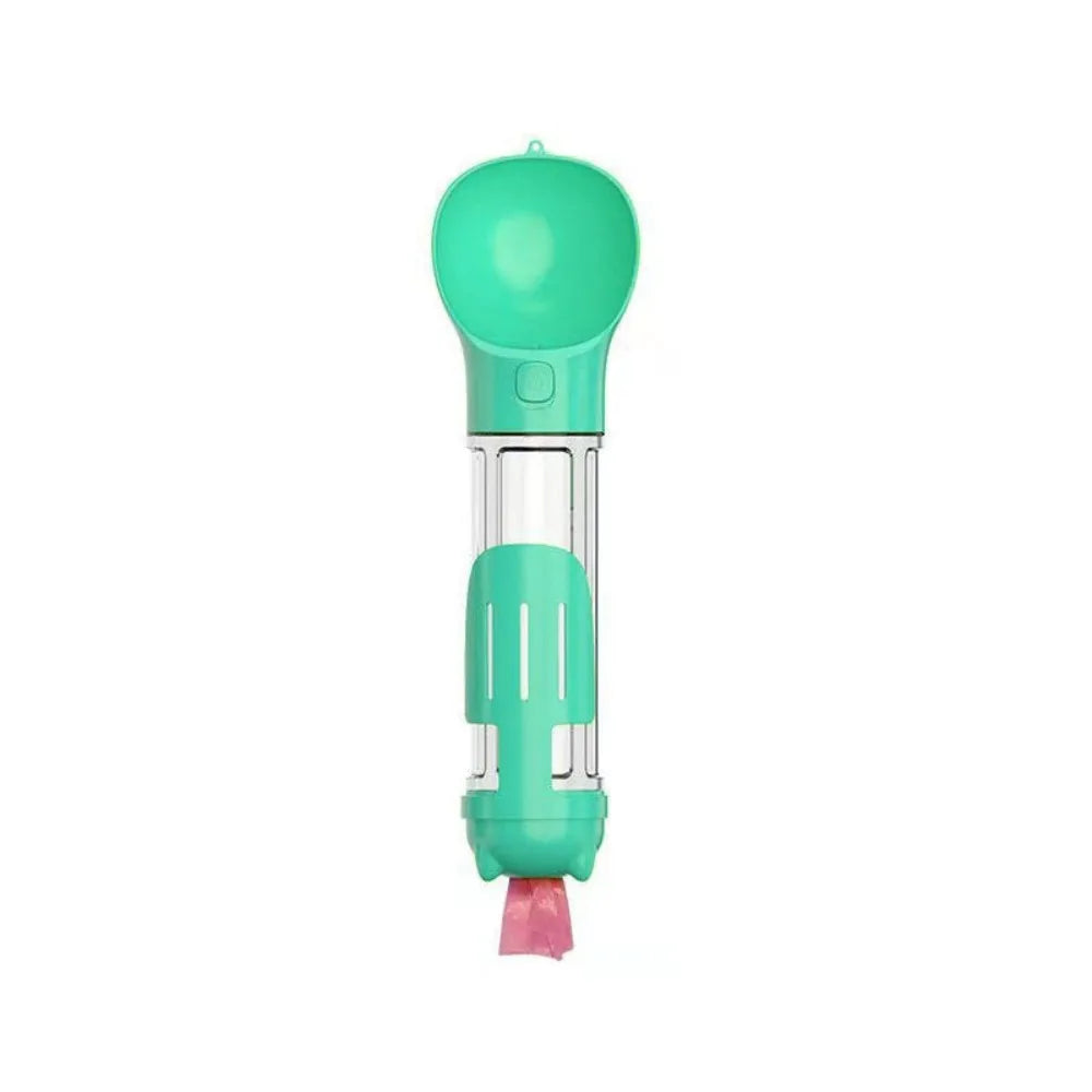 Dispensador 4 en 1 para perros y gatos – Botella de agua, comedero, y pala con bolsa integrada