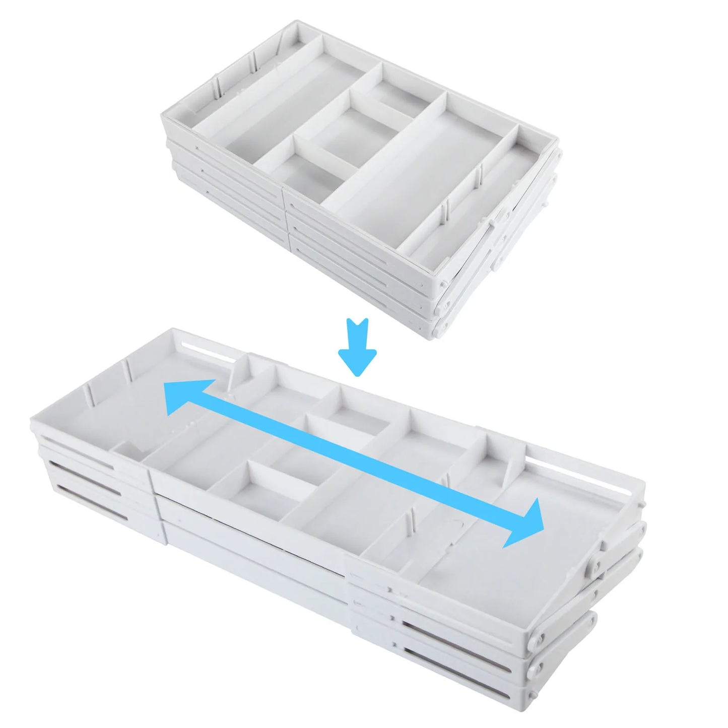 Organizador de cajones de 2 o 3 niveles, plegable y expandible - BLANCO