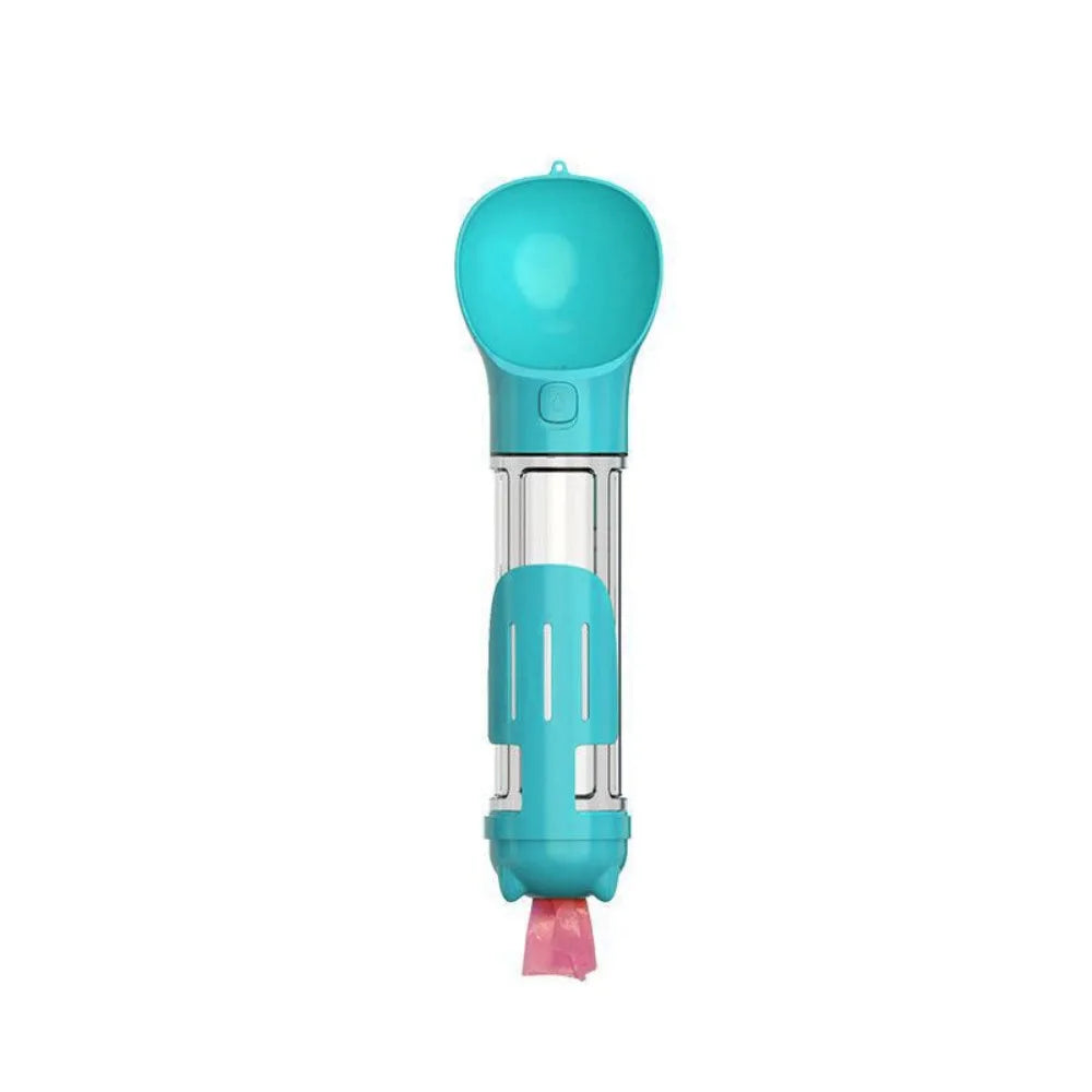 Dispensador 4 en 1 para perros y gatos – Botella de agua, comedero, y pala con bolsa integrada