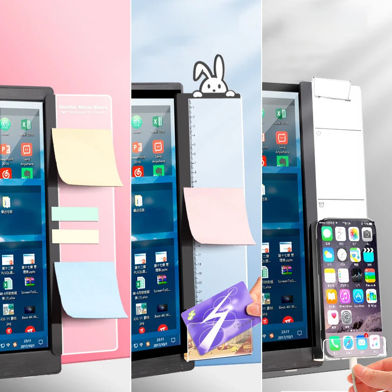 Tablón de notas acrílico para monitor – Mensajes, recordatorios y soporte multimedia