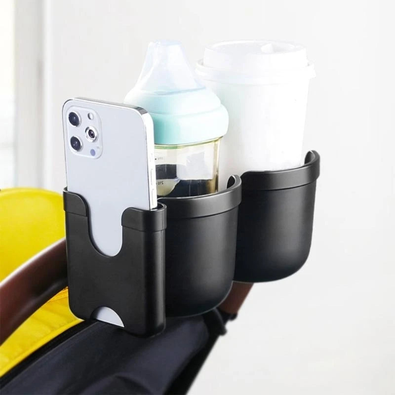 Portavasos doble para cochecito de bebé, rotación de 360°