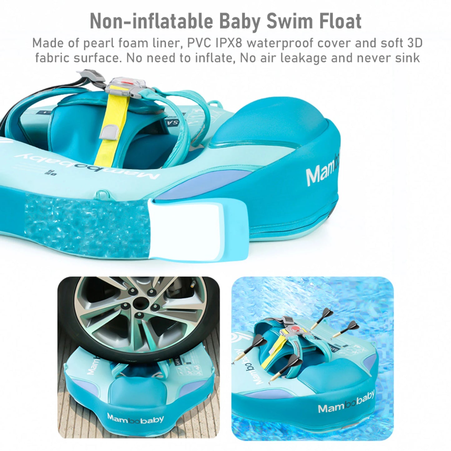 Flotador Mambobaby no inflable para bebé, con dosel, para la cintura y el pecho