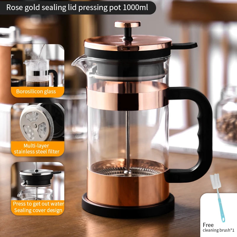 Cafetera de prensa francesa 1000 ml con filtro