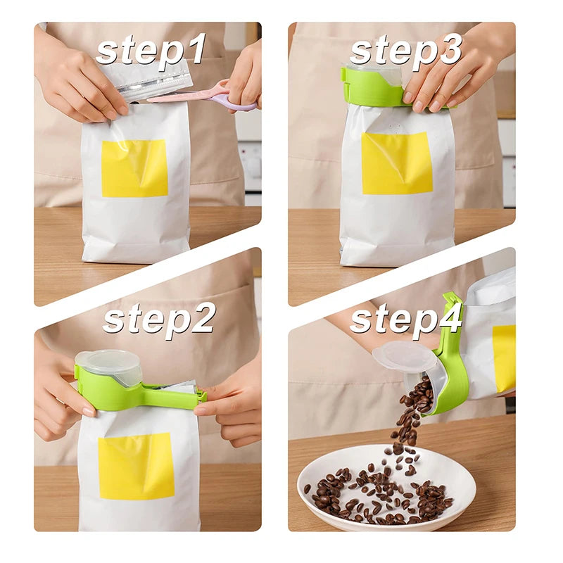 Paquete de 4 clips duraderos para bolsas con boquilla