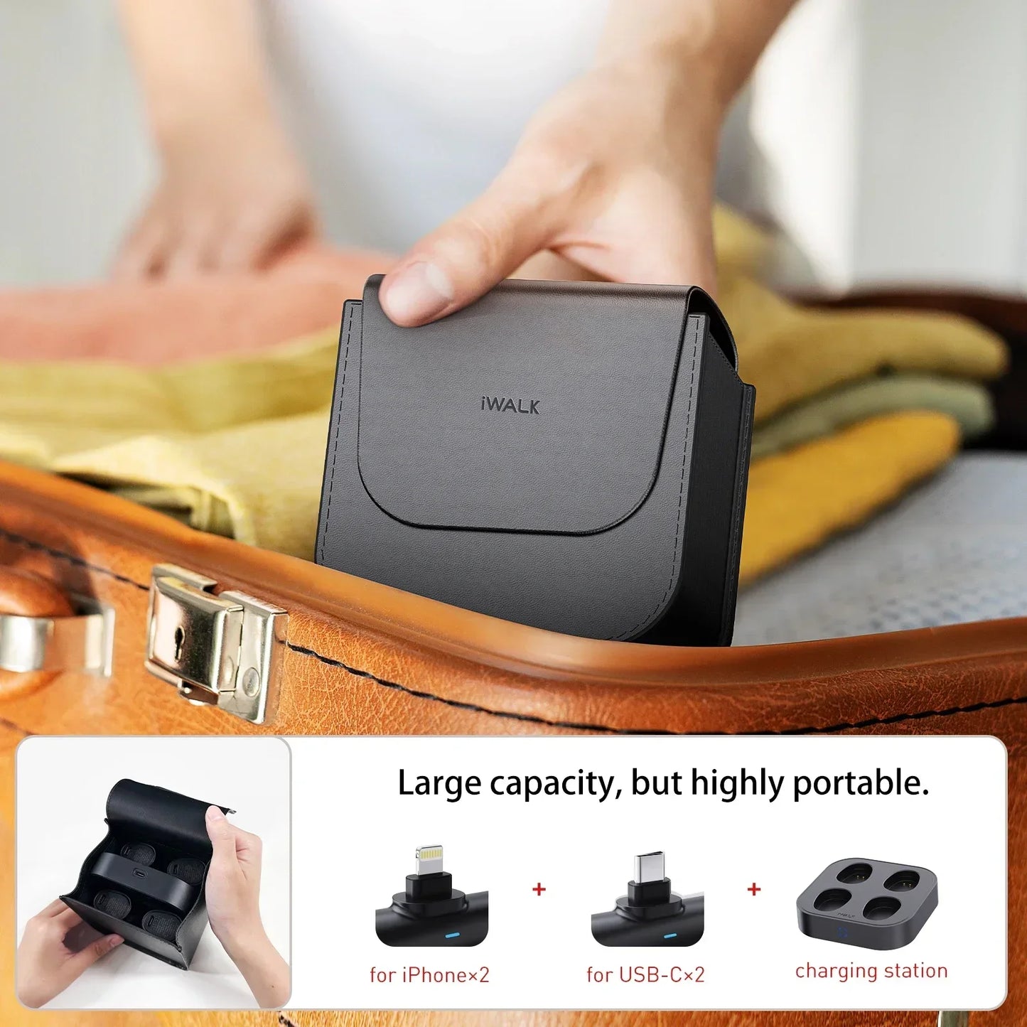 4 Estación de carga iWALK para cargadores portátiles de 4500 mAh, 4800 mAh y 5000 mAh