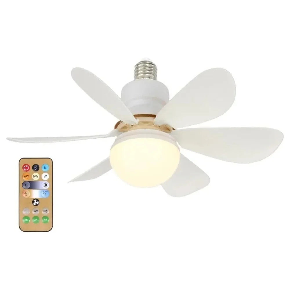 Ventilador de techo LED de 40 W, luz E27 con control remoto, 85-265 V