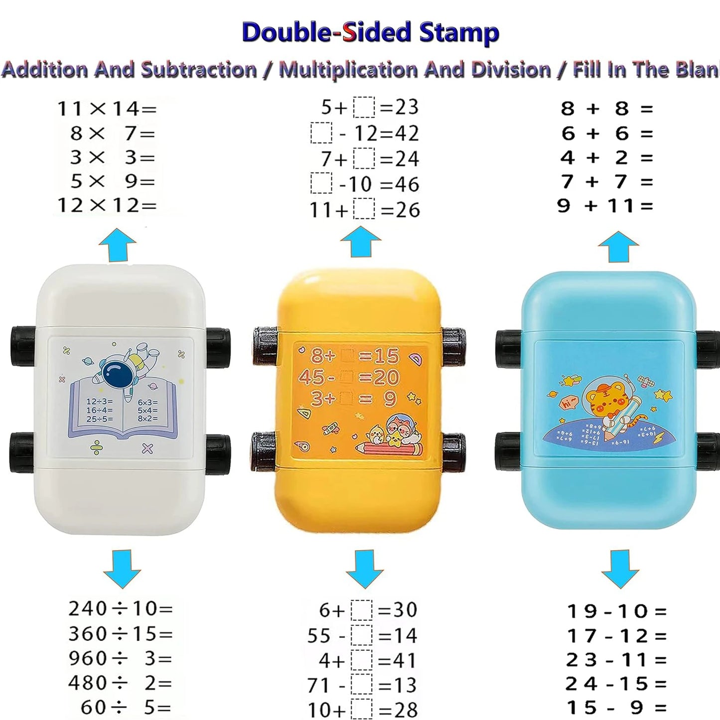 Sello Rodillo 2 en 1 para Matemáticas – Multiplicación, División, Sumar, Restar