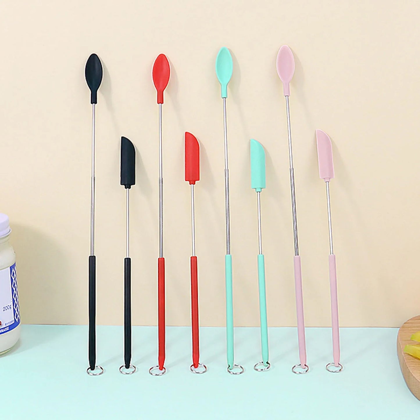 Mini Espátula Rascadora Retráctil de Silicona – Cuchara Telescópica para Frascos, Miel, Crema y Cosméticos