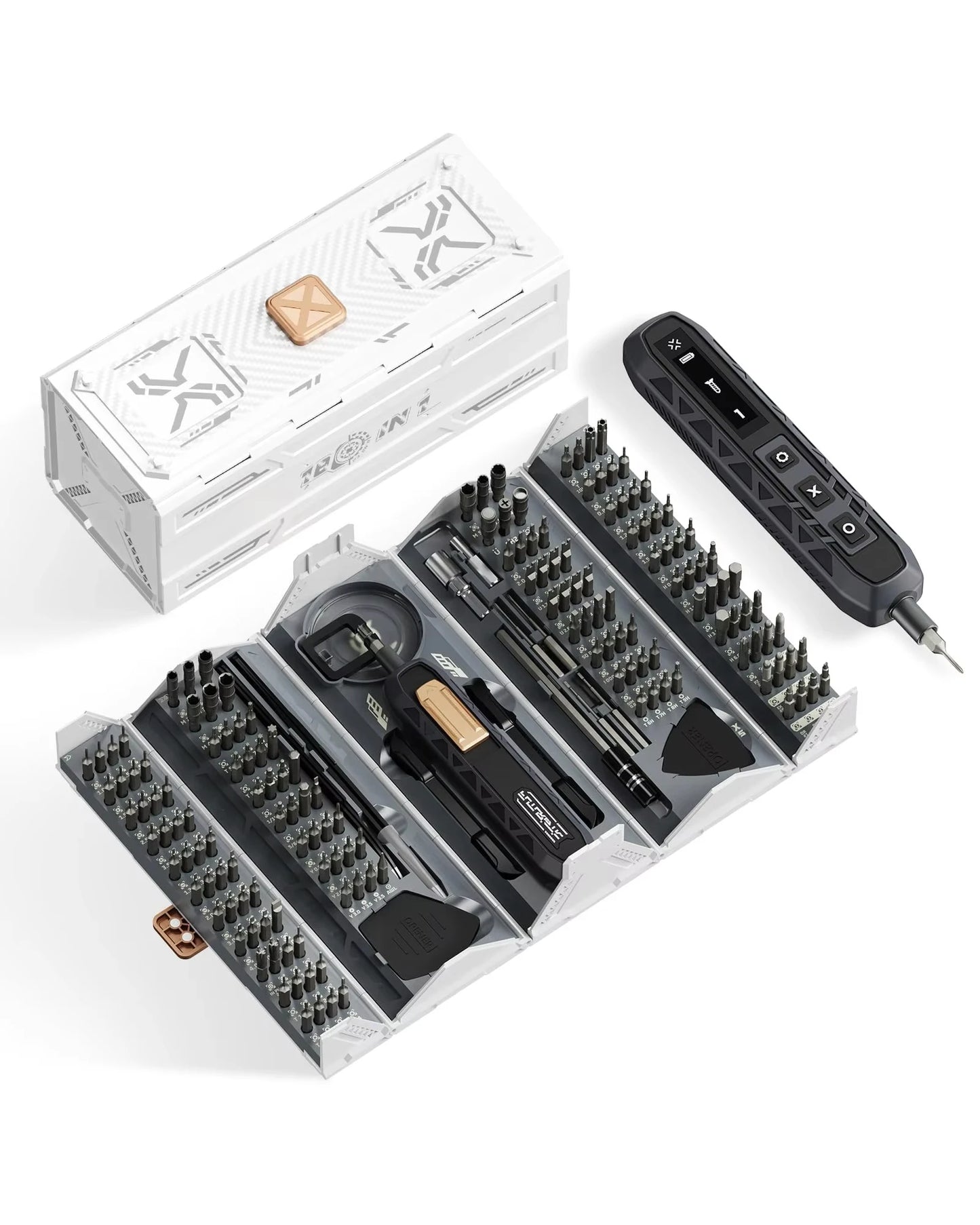Juego de destornilladores eléctricos inalámbricos magnéticos 180 en 1, kit de herramientas
