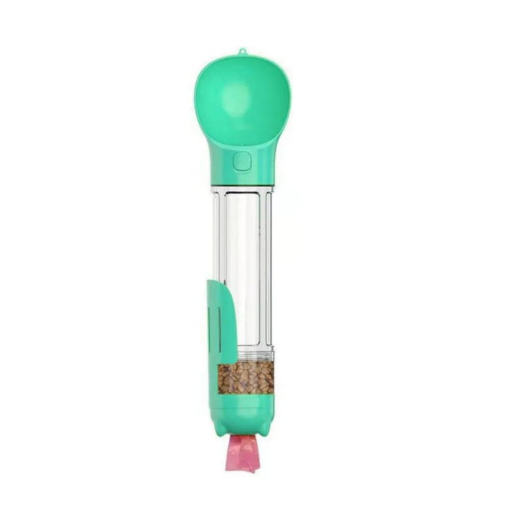Dispensador 4 en 1 para perros y gatos – Botella de agua, comedero, y pala con bolsa integrada