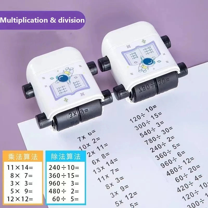 Sello Rodillo 2 en 1 para Matemáticas – Multiplicación, División, Sumar, Restar