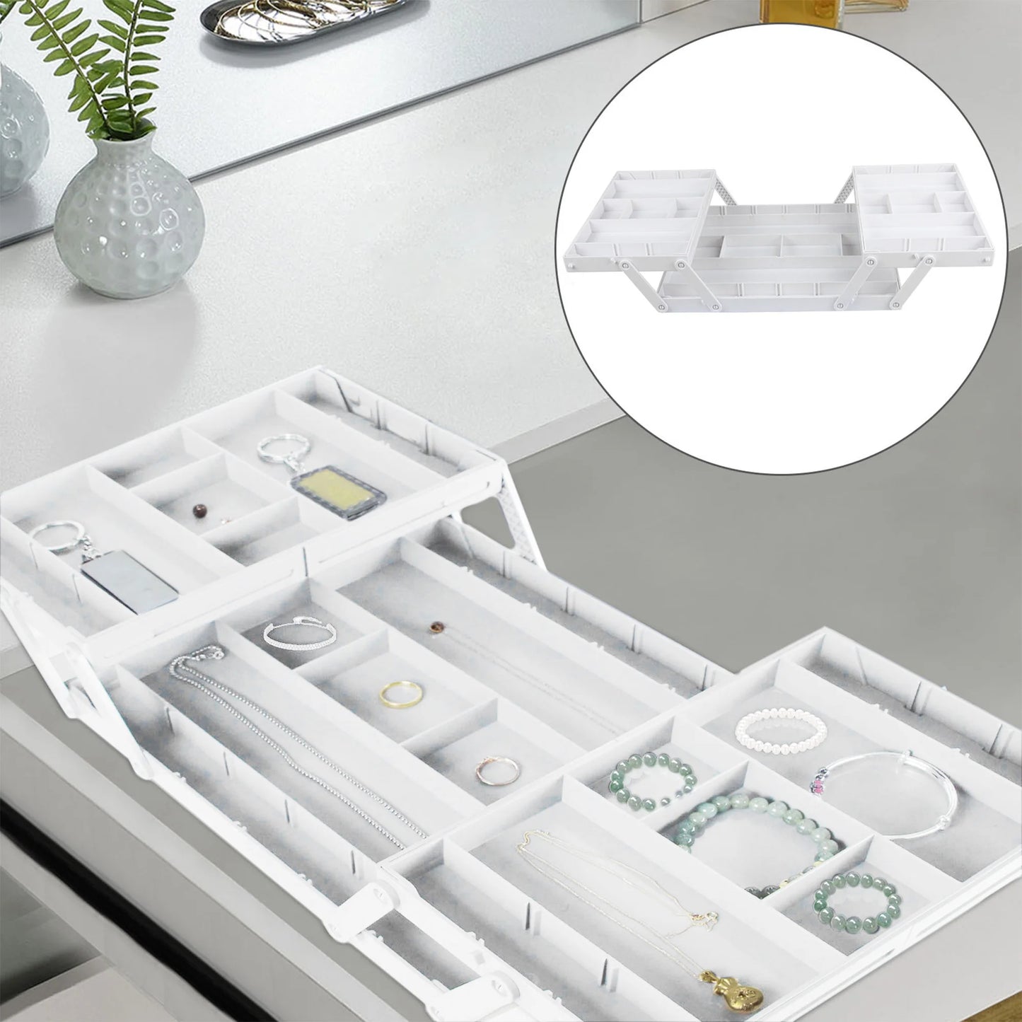Organizador de cajones de 2 o 3 niveles, plegable y expandible - BLANCO