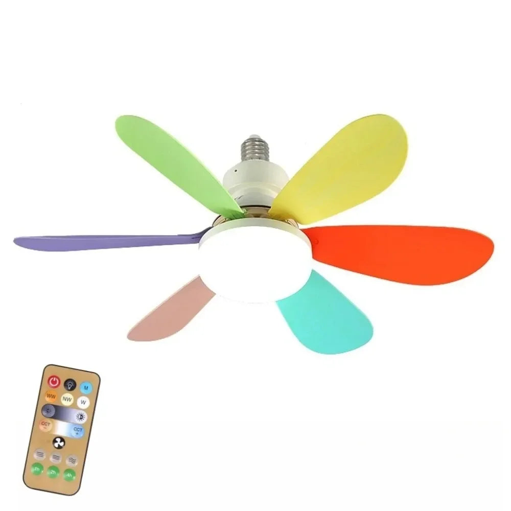 Ventilador de techo LED de 40 W, luz E27 con control remoto, 85-265 V