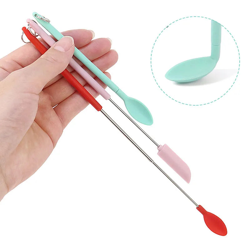 Mini Espátula Rascadora Retráctil de Silicona – Cuchara Telescópica para Frascos, Miel, Crema y Cosméticos