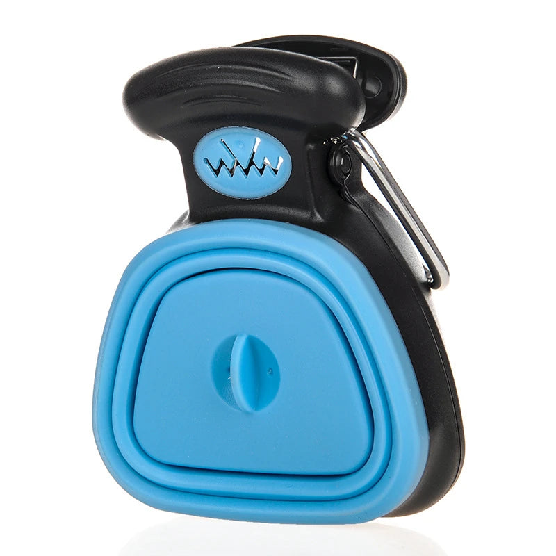 Recogedor y dispensador de bolsas para excrementos de perro, plegable