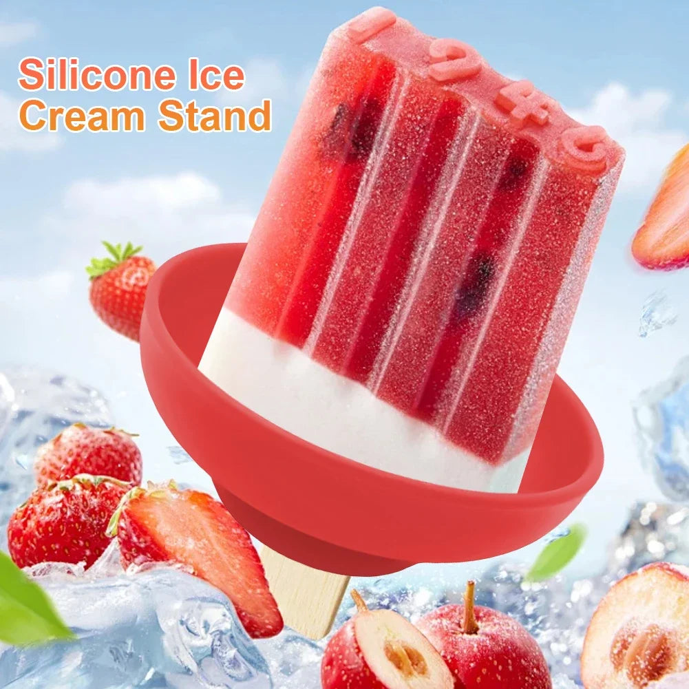 Soporte de silicona antigoteo para helado, reutilizable y portátil