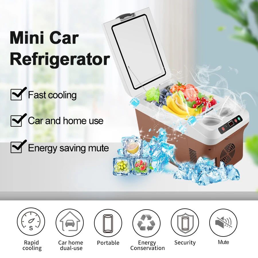 Mini nevera para el hogar y el automóvil de 15 L y pantalla digital