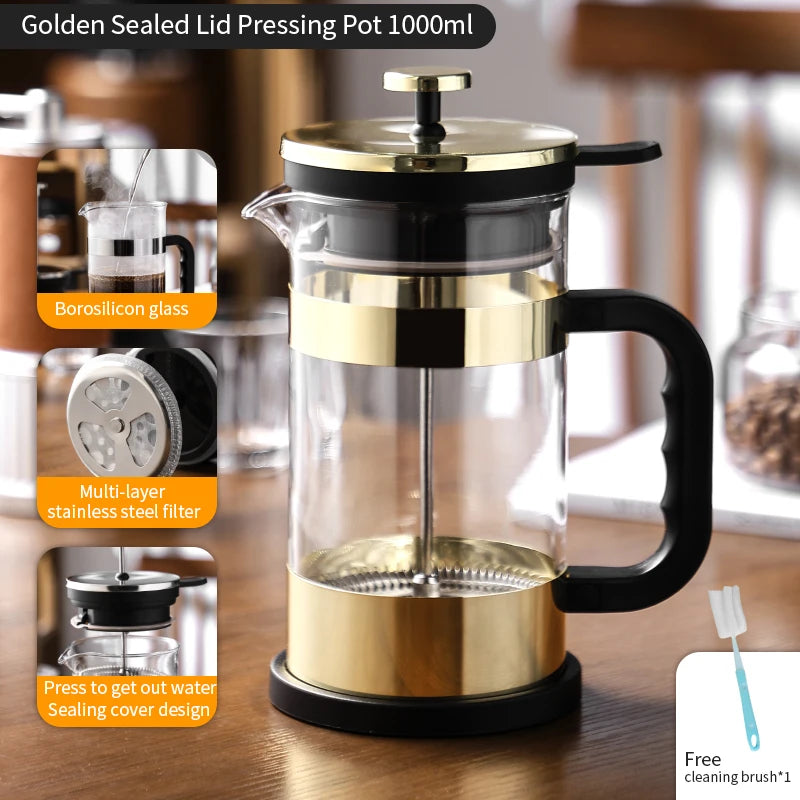 Cafetera de prensa francesa 1000 ml con filtro