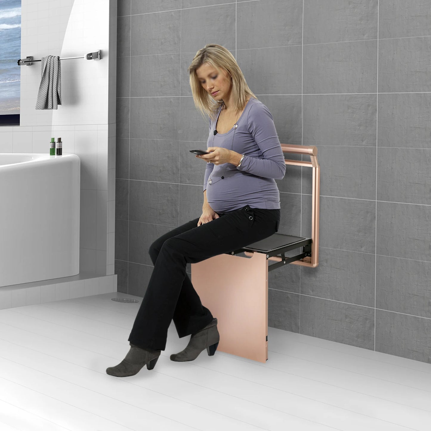 Asiento de ducha plegable 90º
