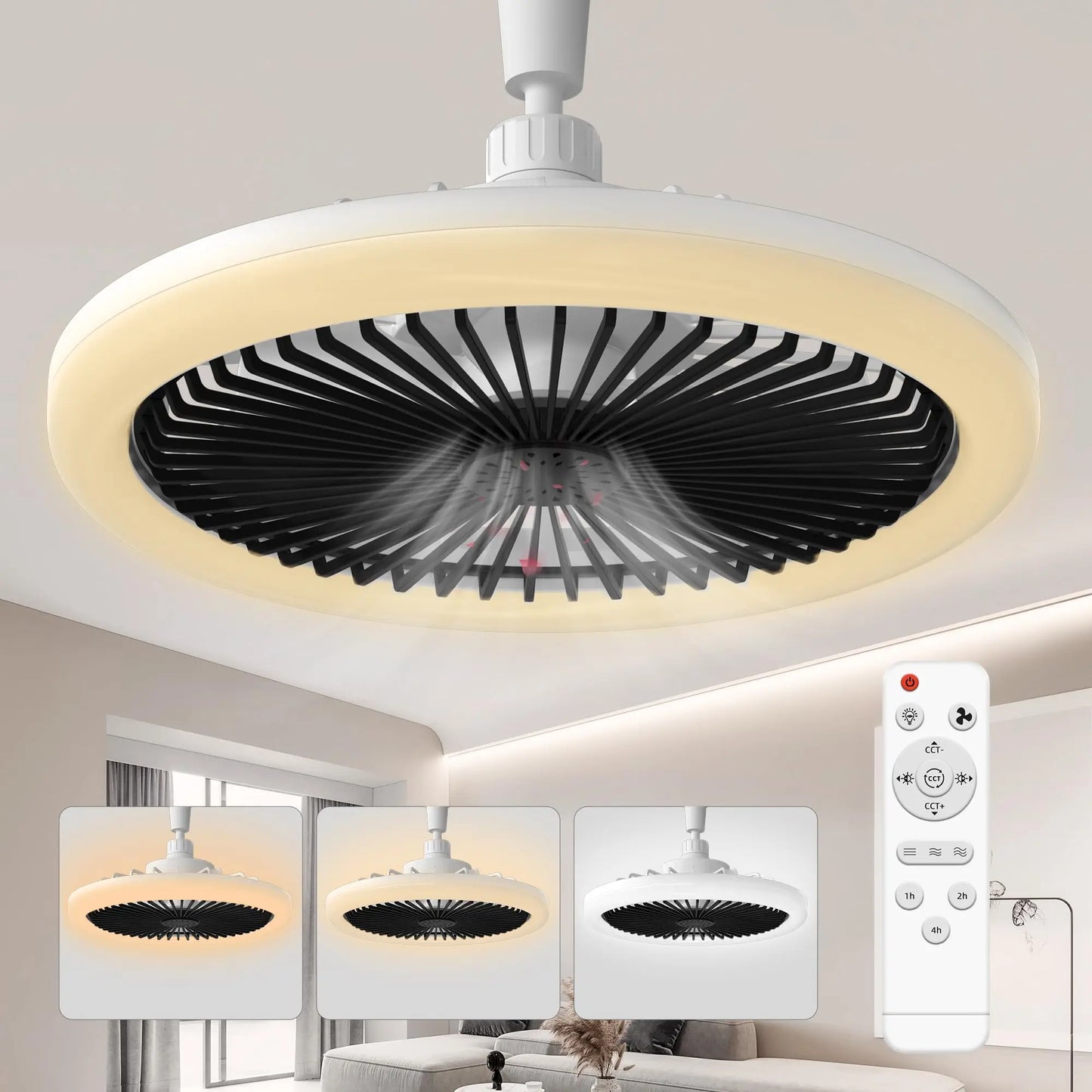 Ventilador de techo con luz LED y control remoto