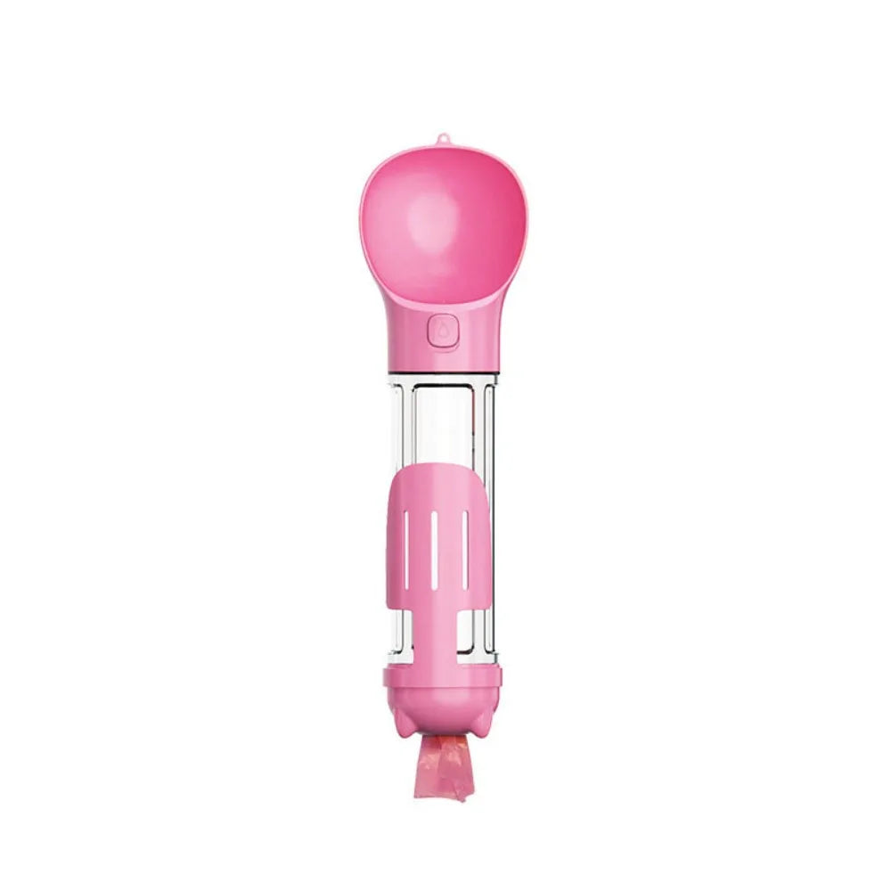 Dispensador 4 en 1 para perros y gatos – Botella de agua, comedero, y pala con bolsa integrada