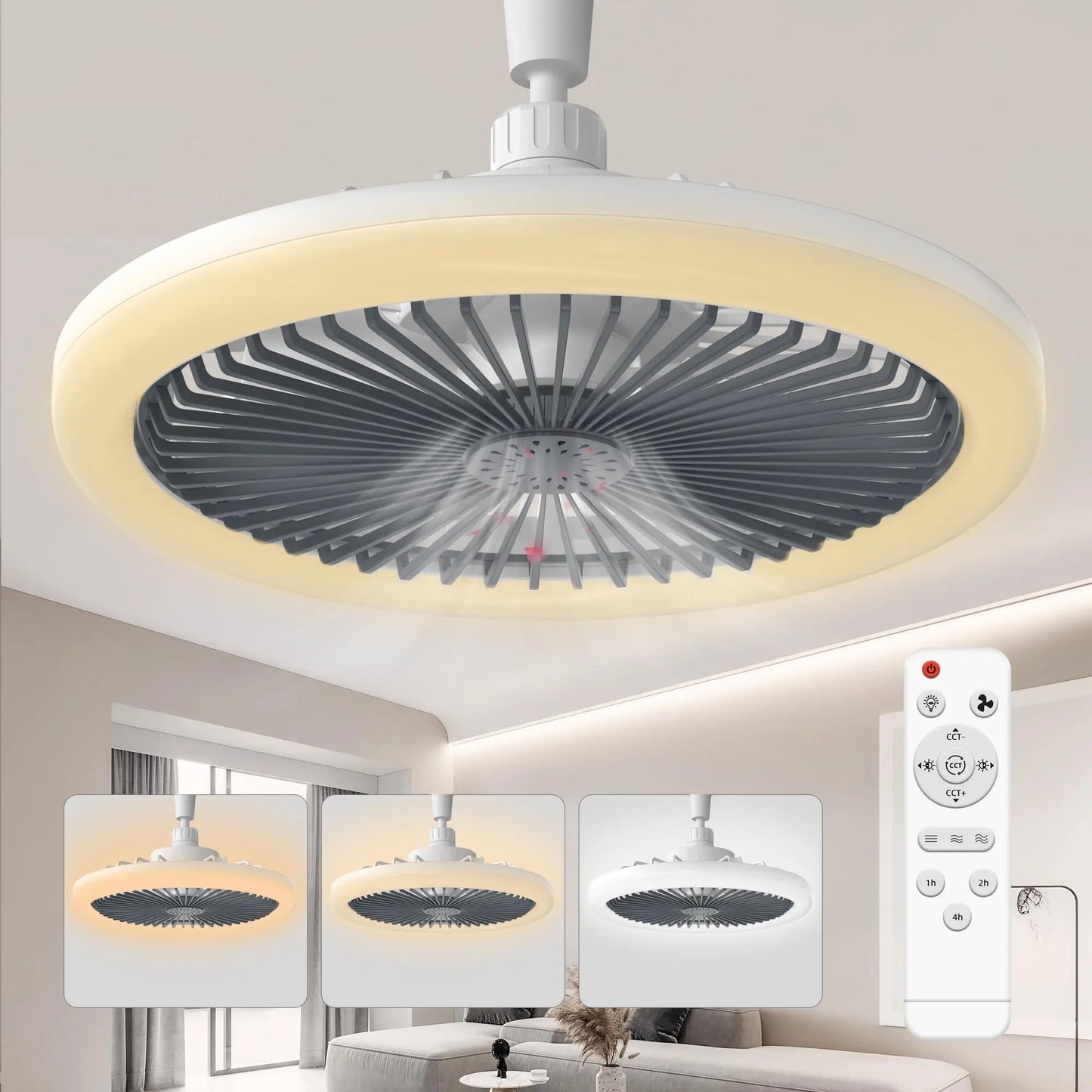 Ventilador de techo con luz LED y control remoto