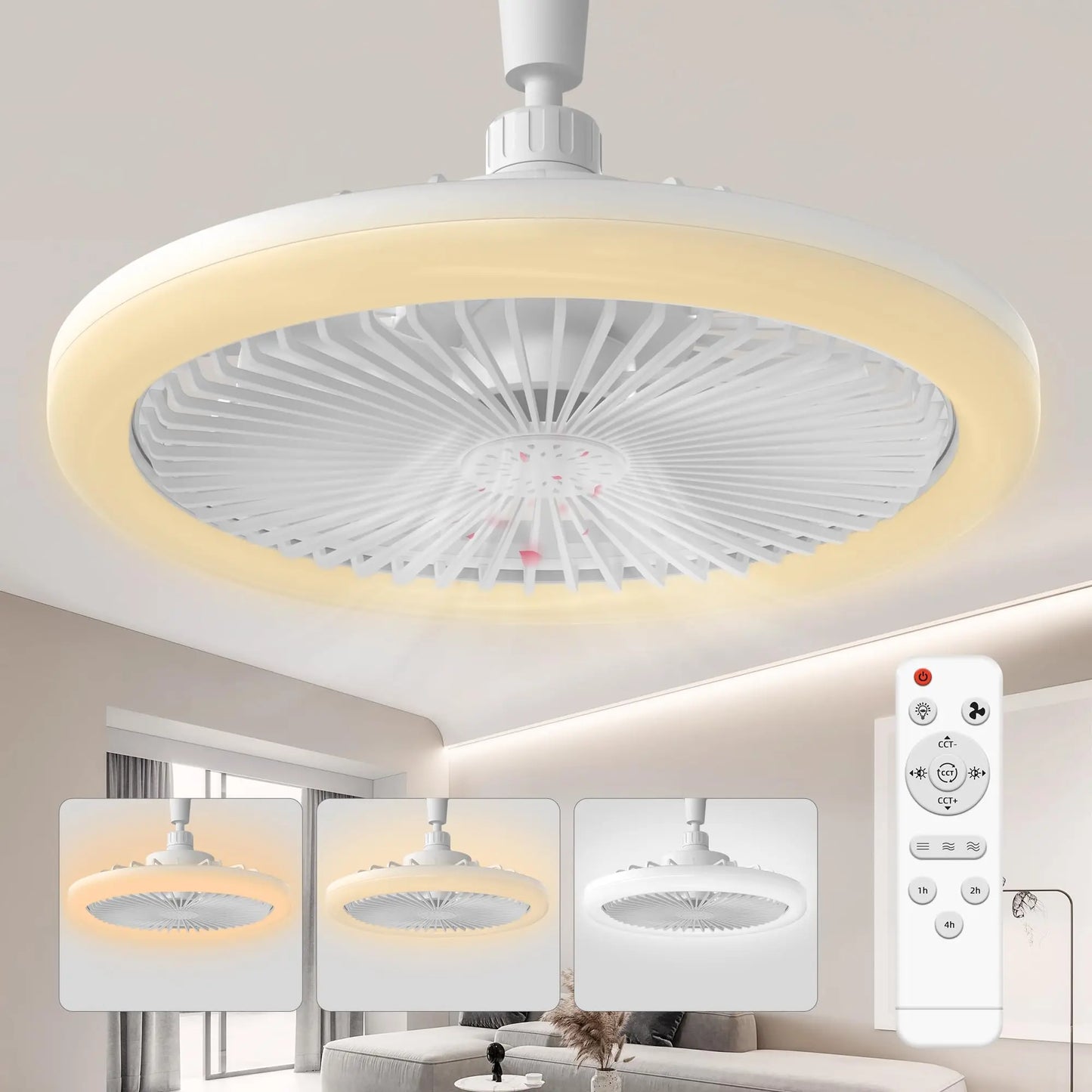 Ventilador de techo con luz LED y control remoto