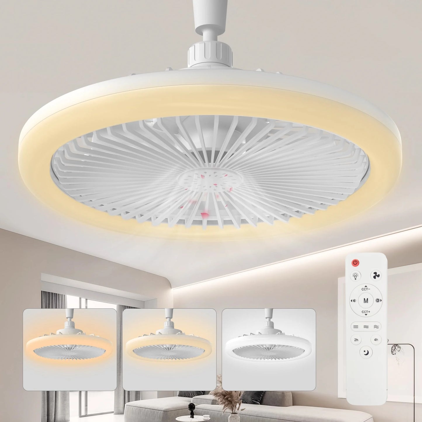 Ventilador de techo con luz LED y control remoto