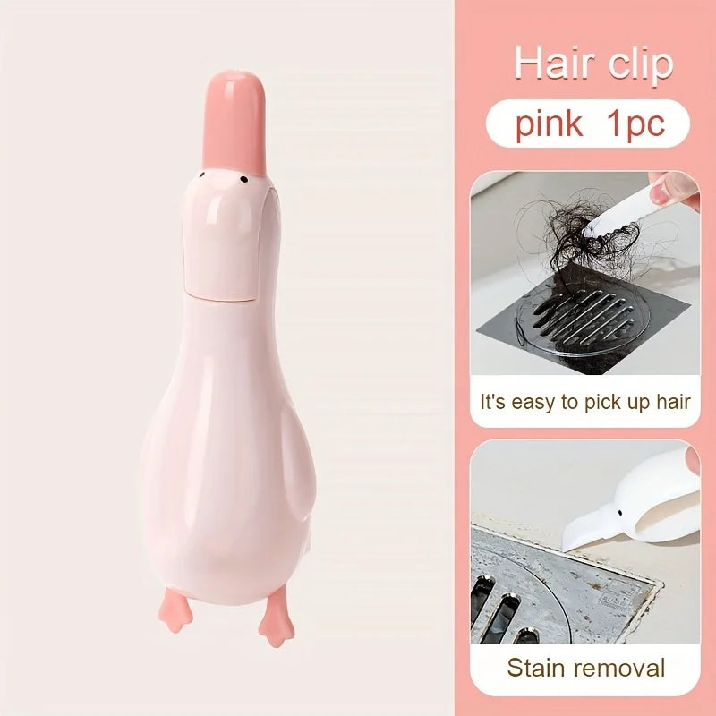 Pinza 2 en 1 con clip de limpieza y diseño de doble cabezal en forma de pato